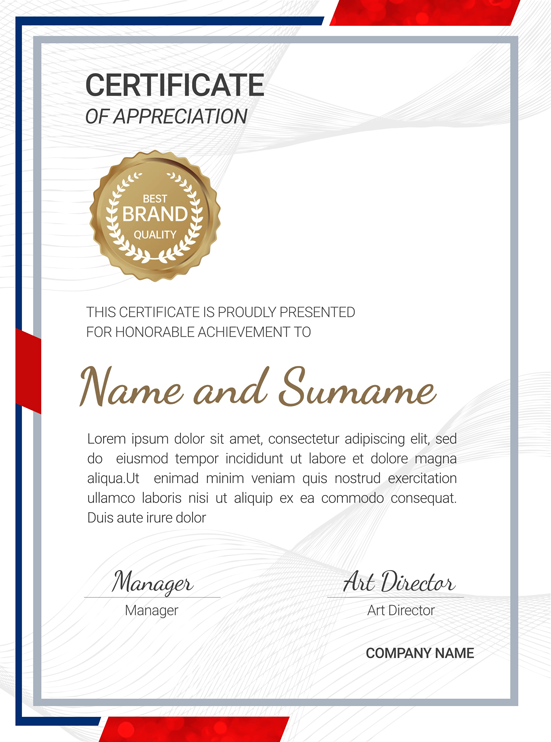 Certificate of Appreciation